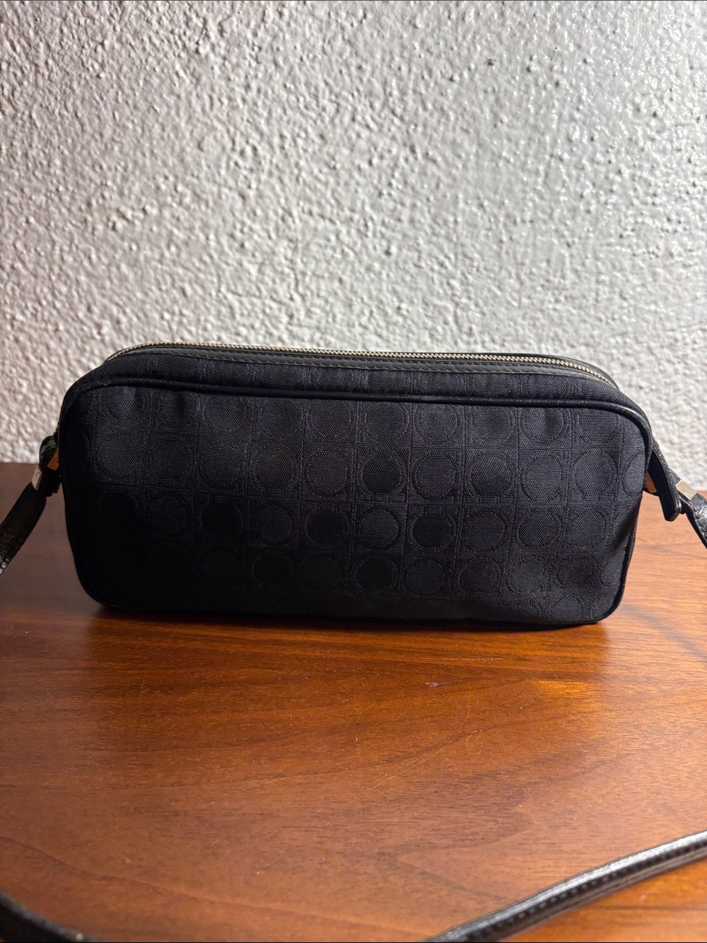 Vintage Salvatore Ferragamo Gancini Monogram Canvas Pouchette Bag